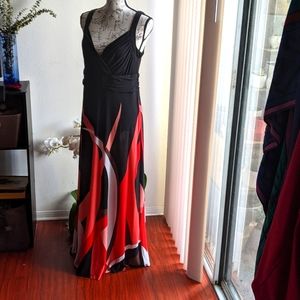 Size 12 Dress Full Length Maxi Large L Red Black